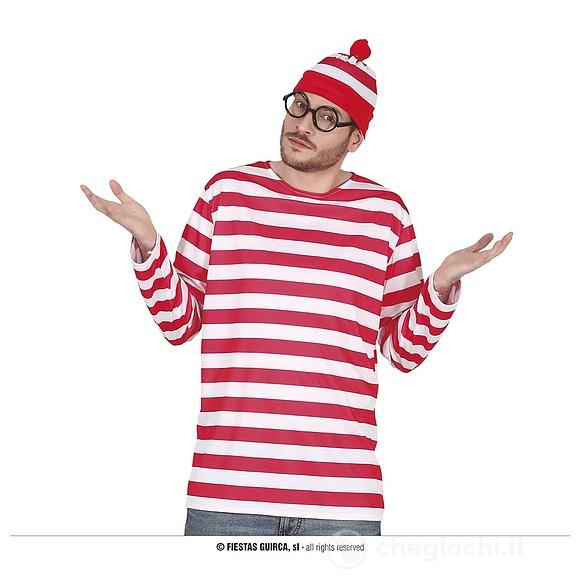 Completo Cappello E Camicietta Adulto A Righe Bianche E Rosse (16070)