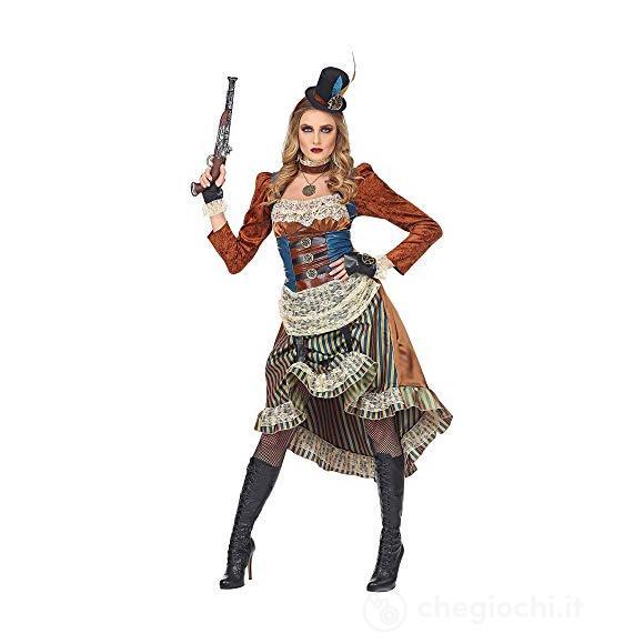 Steampunk (Vestito Con Girocollo, Guanti Senza Dita, Mini Cilindro) M