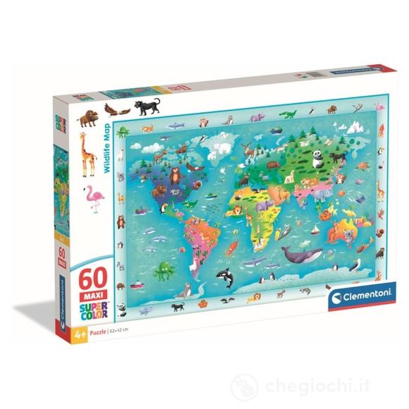 Maxi Puzzle 60 pz - Wildlife Map (26072)