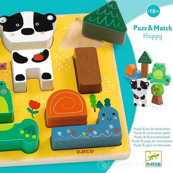 Puzzle in legno Puzz&Match Happy (DJ01075)
