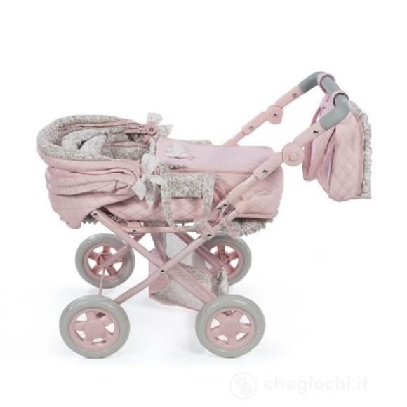Carrozzina Similpelle Rosa Fiore Picc.(37x65x44 cm) (65076)