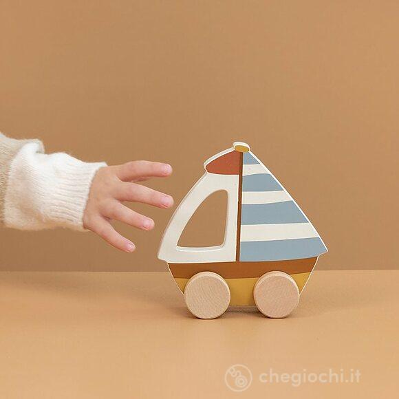Vehicle boat Barca in legno con ruote (LD7085)