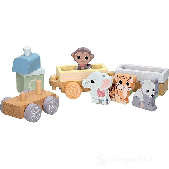 Set trenino in legno con animali (80088)