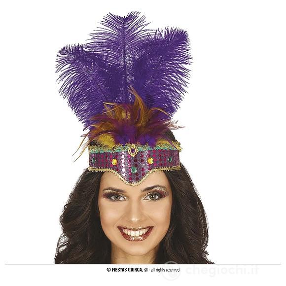 Copricapo Con Piume Viola (13090)