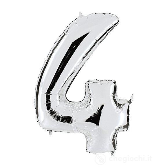 Palloncino Mylar 40 (100cm) Numero 4 Silver (Argento)