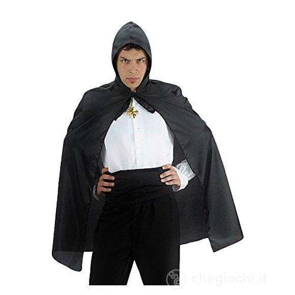 Mantello nero con cappuccio 100 cm