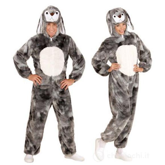 Costume Adulto coniglio grigio peluche XL
