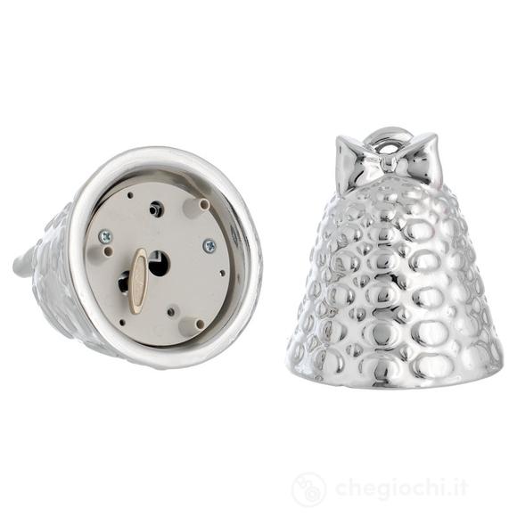 Campanella Carillon Cuori E Stelle - Silver Plate - Nastrino Rosa/Azzurro Intercambiabile