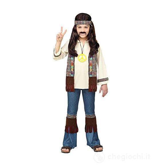 Hippie (Camicia Con Gilet, Pantaloni, Fascia Per Testa, Collana) (158 Cm / 11-13 Years)