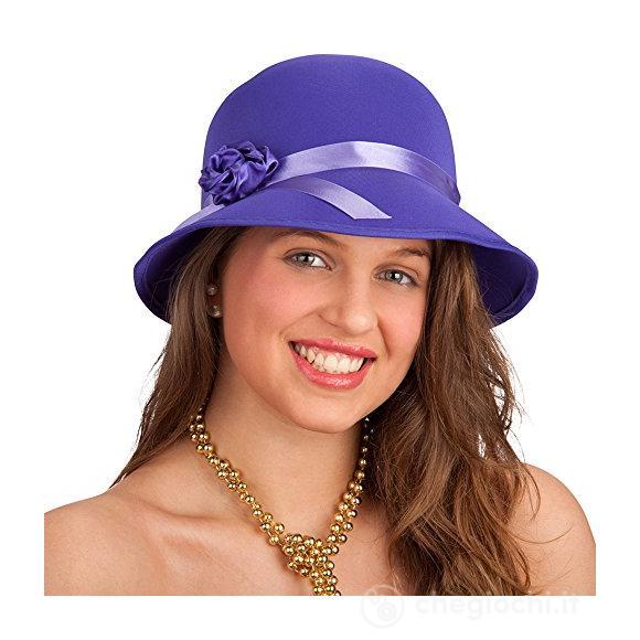 Cappello Viola Anni 20 con rosa (06128)