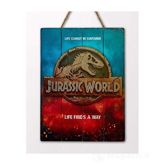 Jurassic World Logo Poster in legno