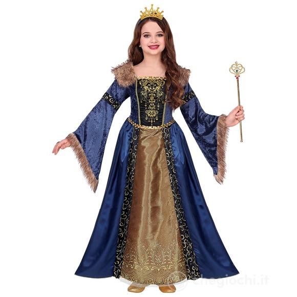 Regina Medievale (vestito con sottogonna crinolina, corona) 164 cm / 14-16 anni - Costume Bimba - Nobili e Reali, Carnevale - Veneziano, Medioevo e Fe