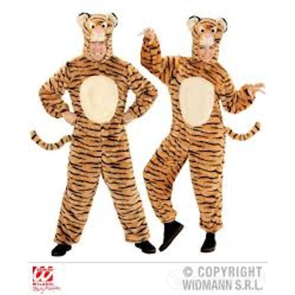 Costume tigre in peluche con cappuccio e maschera taglia M