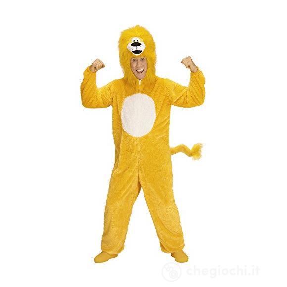 Leone Giallo In Peluche Soft (Costume Con Cappuccio E Maschera) (XL - H 190 Cm)