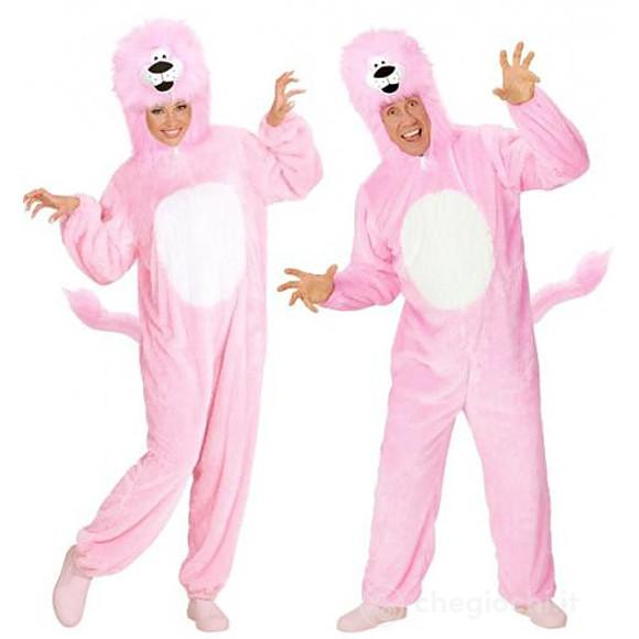 Costume Adulto leone rosa peluche L