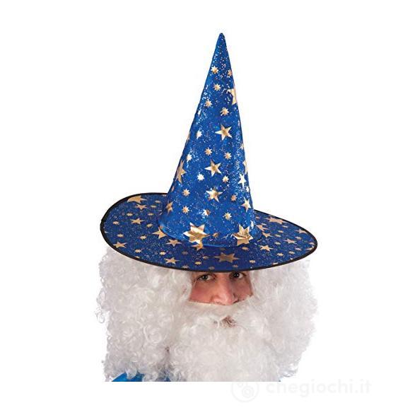 6154: Cappello Mago Blu con Stelline Oro H.Cm.35 Ca.