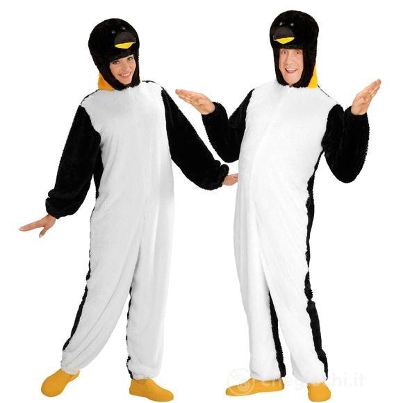 Pinguino In Peluche Soft (Costume Con Cappuccio E Maschera) (M/L - H 175 Cm)
