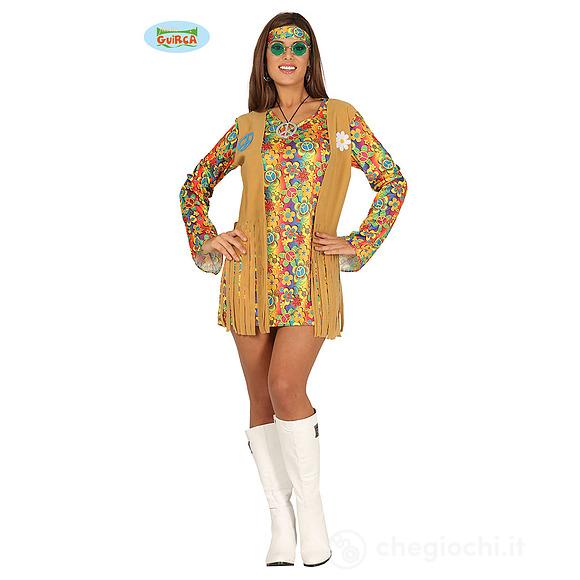 Costume Hippy Fiorato Hippie Figlia Dei Fiori Donna Taglia S (88173)