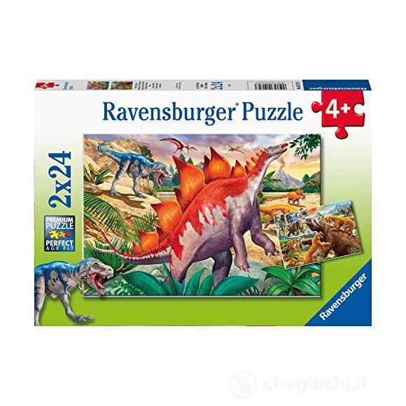 Puzzle 2x24 Wilde Urzeittiere