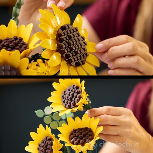 LEGO Botanicals 11502 Bouquet di Girasoli, Fiori Artificiali per Adulti, Girasoli Finti, Steli di Eucalipto, Regalo per Donne