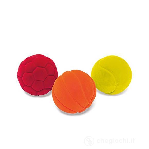 Rubbabu- Set di 3 Mini Palle sensoriali, Rosso/Arancione/Giallo,