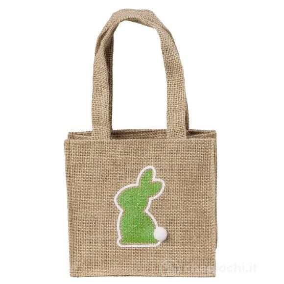 Borsetta Pasqua Con Coniglio Verde 17x16 Cm