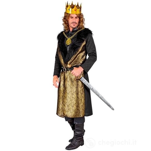 Re Medievale (cappotto con gilet e collana con medaglione, cintura) XL - Costume Adulto Uomo - Nobili e Reali, Medioevo e Feste Medievali
