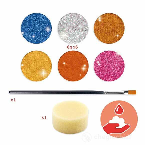 Palette 6 colori trucchi viso - Metallic - Body Art - Set colori e accessori (DJ09232)