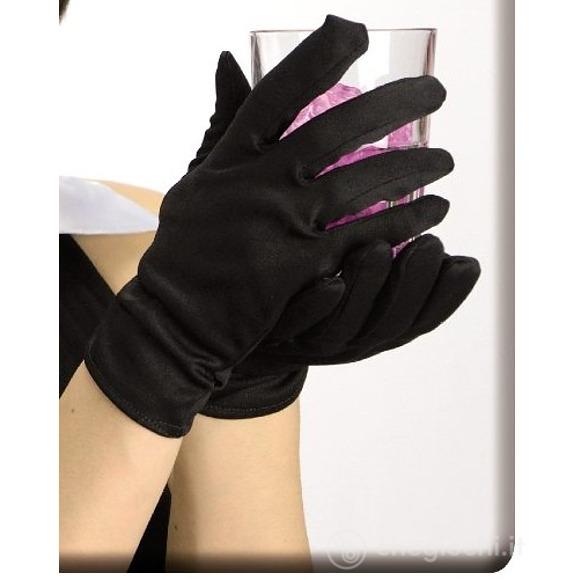 Guanti Neri In Tessuto Elasticizzato 24 cm (3239)
