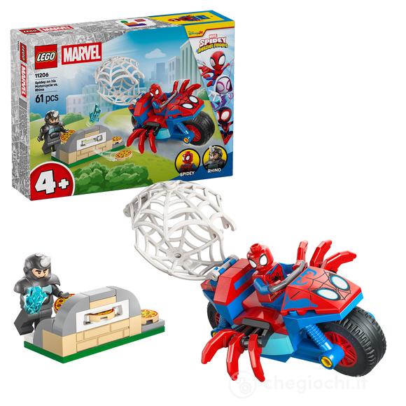 LEGO ? Marvel 11206 Spidey sulla Moto Contro Rhino, Motocicletta Giocattolo da Supereroe con 2 Minifigure, Regalo Bambini 4+