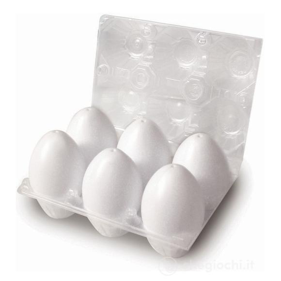 Confezione 6 Uova di Plastica Bianca da Colorare