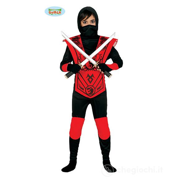 Costume Ninja Rosso E Nero Bambino Taglia 3-4 Anni (83256)