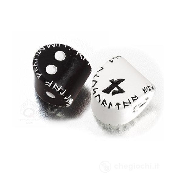 Dadi Set Unique Runic Nero D2 & Bianco D4