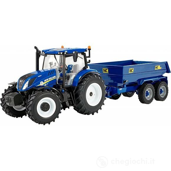 1/32 Trattore New Holland T6 + Nc Tilt Dumper Trailer Set (LC43268)