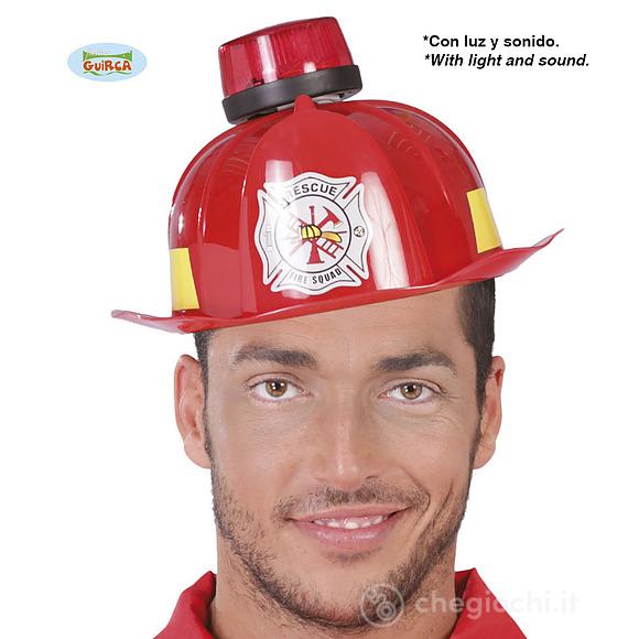 Casco Pompiere Vigile Del Fuoco Con Sirena Luce E Suono In Plastica (13272)