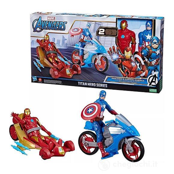 Iron Man e Captain America con veicoli