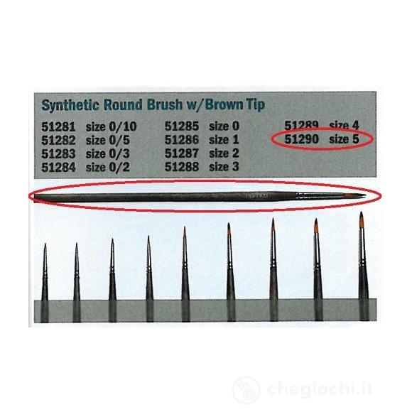 5 Synthetic Round Brush With Brown Tip