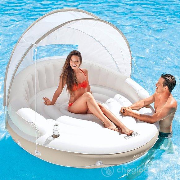 Isola Galleggiante piscina con parasole 199x150 cm (58292)