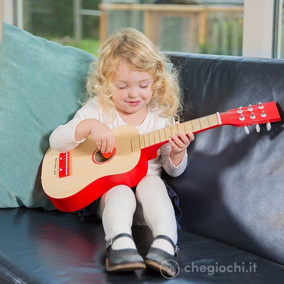 Chitarra rossa legno naturale 65cm (10300)