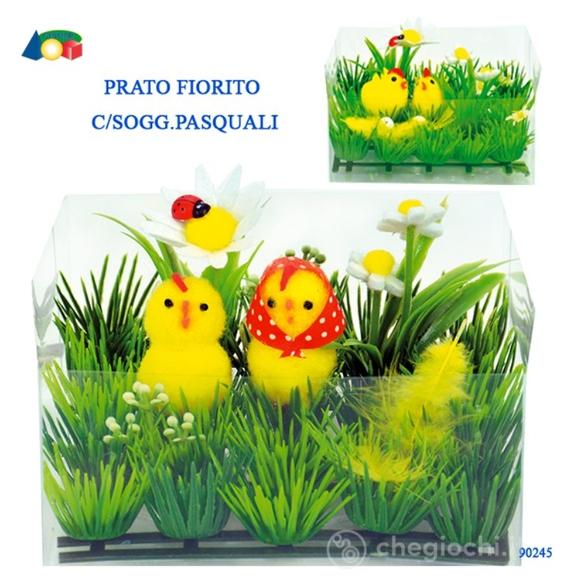 Decorazione Prato Fiorito Con Soggetti Pasquali (90245)
