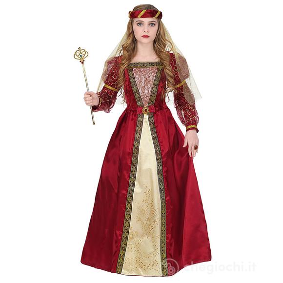 Principessa Medievale (vestito con sottogonna crinolina, copricapo con velo) 164 cm / 14-16 anni - Costume Bimbo - Nobili e Reali, Medioevo e Feste Me
