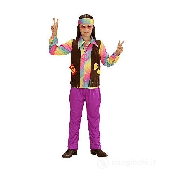Hippie (Camicia Con Gilet, Pantaloni, Fascia Per Testa) (128 Cm / 5-7 Years)