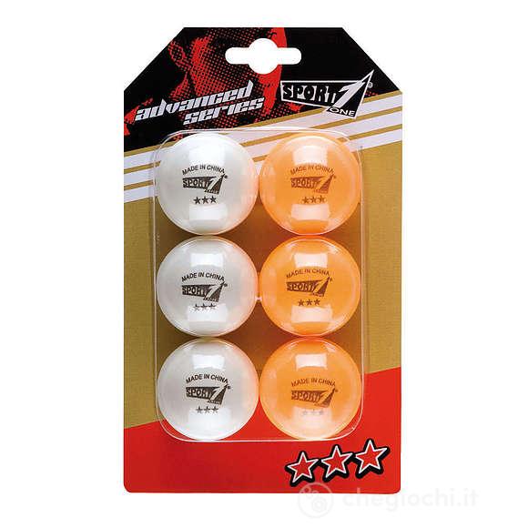Ping Pong 6 palline 3 stars bianche/arancioni 40 mm (708800116)