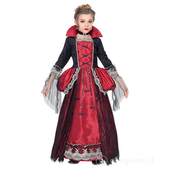 Vampiressa (vestito con sottogonna crinolina, girocollo con gemma) 164 cm / 14-16 anni - Costume Bimba - Halloween, Personaggi Gotici e Horror