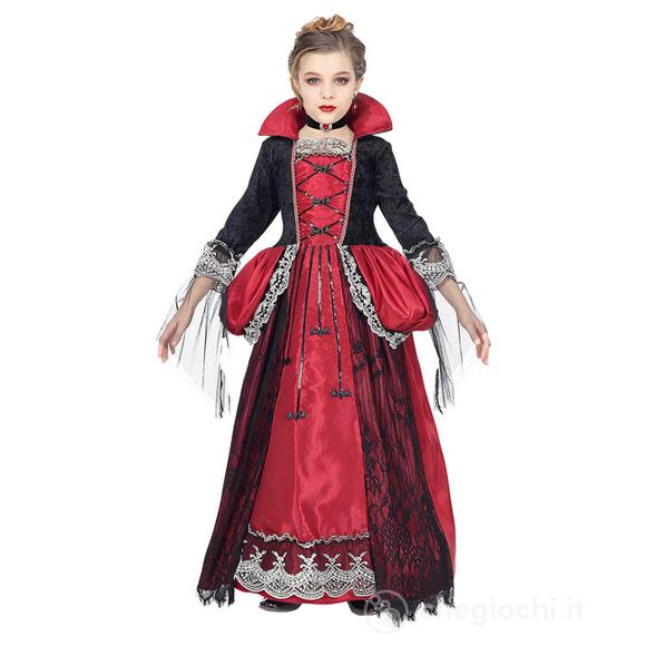 Vampiressa (vestito con sottogonna crinolina, girocollo con gemma) 164 cm / 14-16 anni - Costume Bimba - Halloween, Personaggi Gotici e Horror