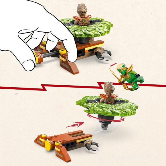 LEGO NINJAGO 71850 Lloyd Contro Spinner Mostro della Terra, Giocattolo Rotante con Lanciatore, Trottola e 2 Minifigure da 6+