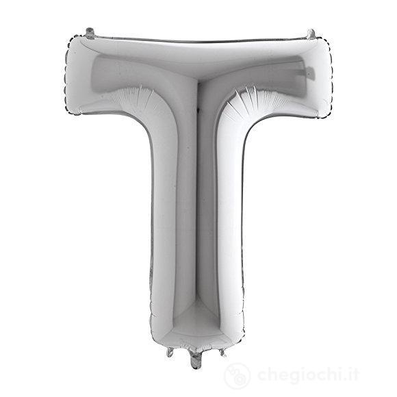 Palloncino Mylar 40 (100cm) Lettera T Silver (Argento)