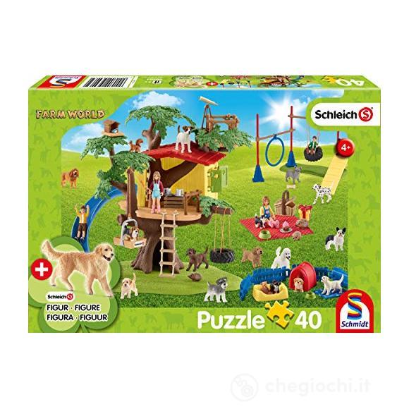 Puzzle 40 Pezzi Cani Con Animale Schleich