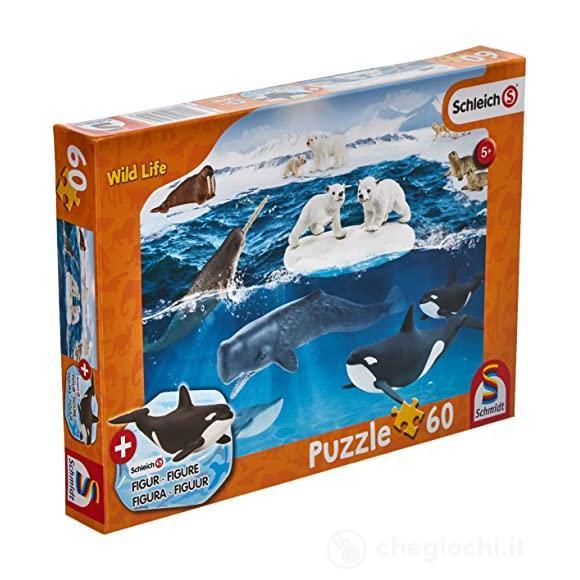 Puzzle 60 Pezzi Nell`Artico Con Animale Schleich