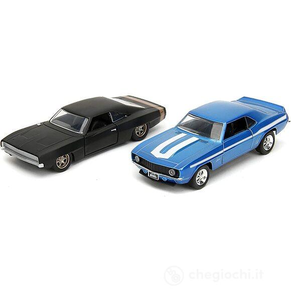 Fast & Furious Twin Pack 1:32 1969 Chevrolet Camaro & 1968 Dodge Charger Wide Body (F9)